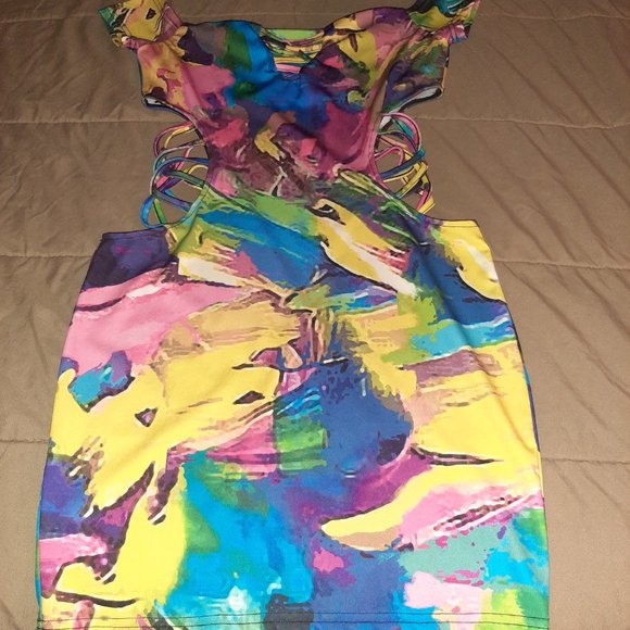 Multi- Coloured Cut Out Dress - Picture 2 of 3